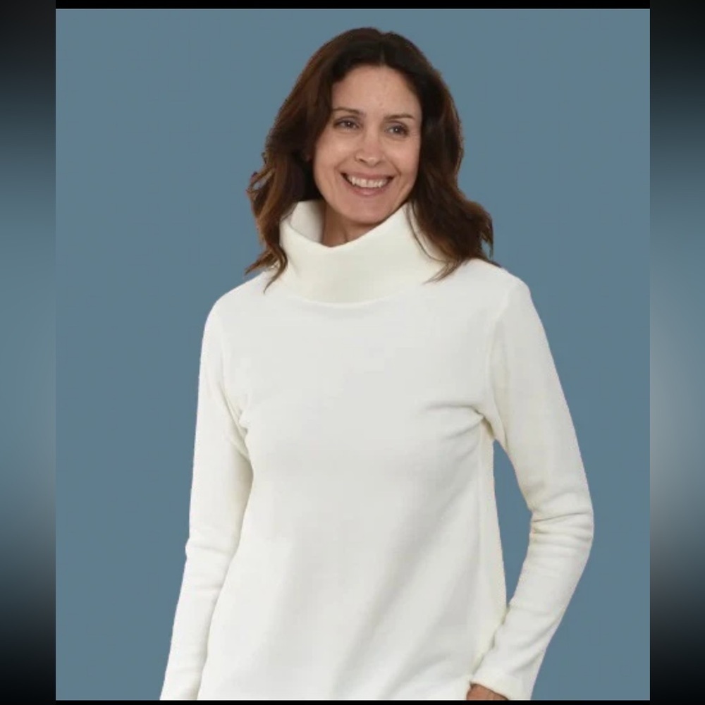 NWOT Talbots Ivory Microfleece Funnel Neck Fleece Pullover Top size XL